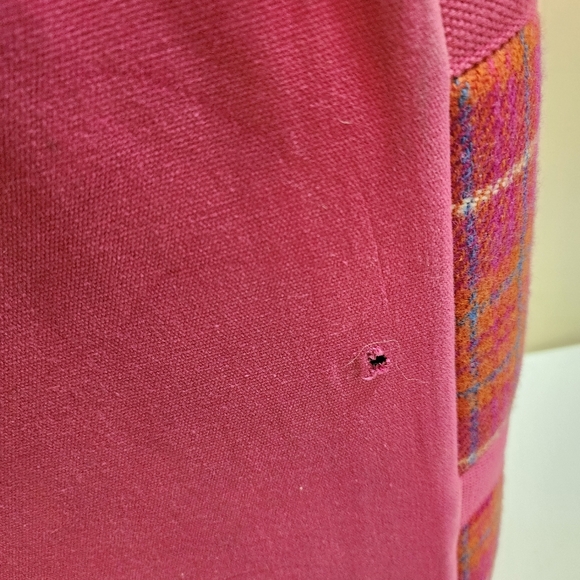 NESS Authentic Tweed Large Pink and Orange Travel Bag with Plaid Design - Picture 6 of 12